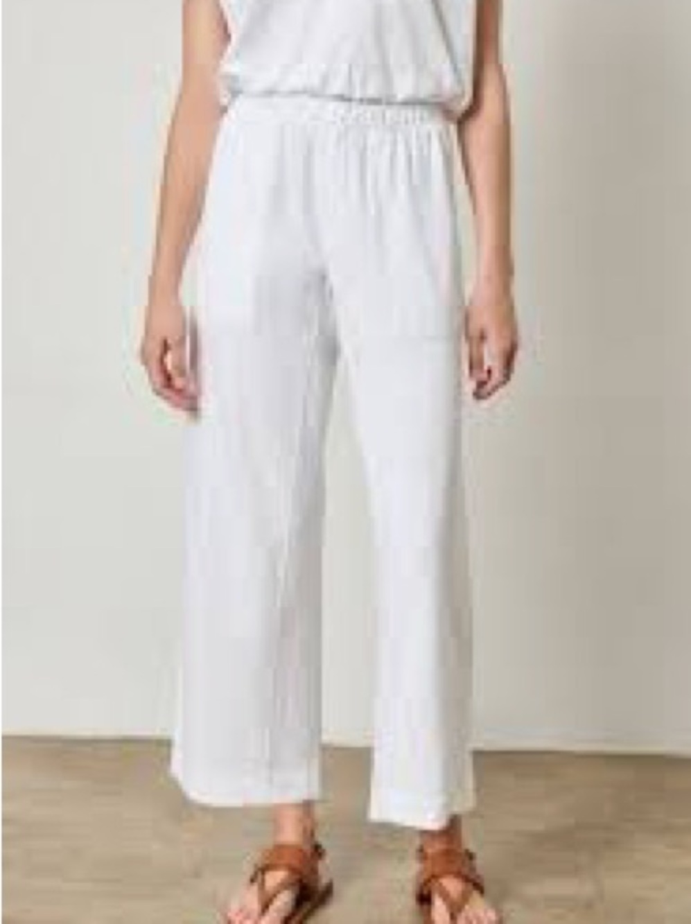 Lilla P white gauze cropped lightweight pants